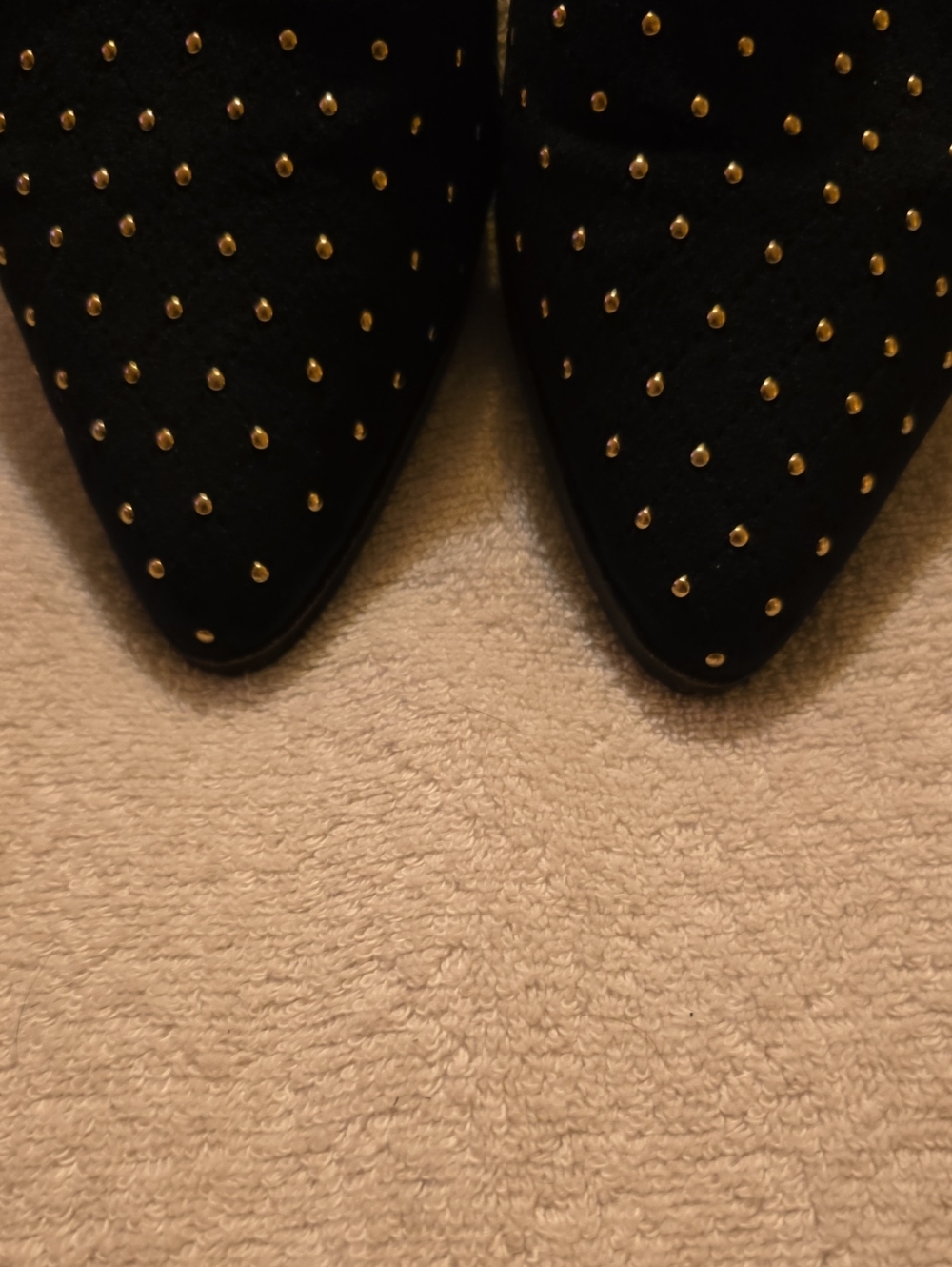 Shellys London Black Velvet Gold Studded Pointed Toe Mules 8.5 - Picture 3 of 13